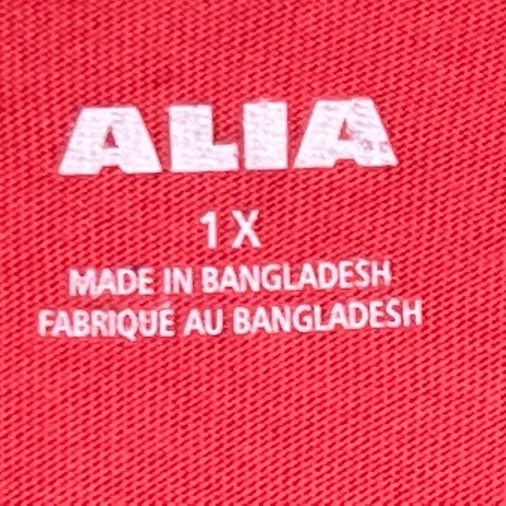 Sale Alia Women’s Top 1X Coral V-Neck Short Sleeves Sequins - Picture 7 of 10